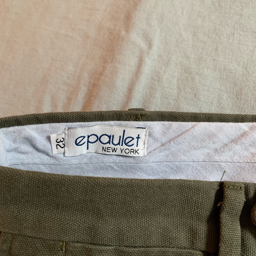 Green cotton canvas pants